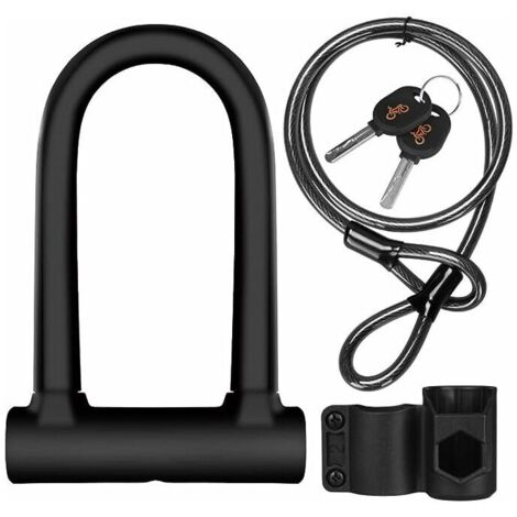 Antivol en U pour vélo avec support et câble de 1,2 m - Protégez votre vélo de course, votre VTT et votre scooter électrique