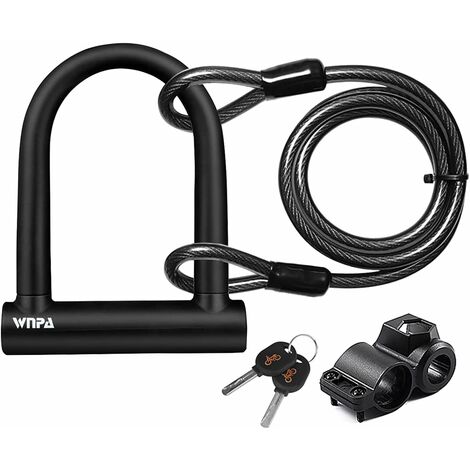 Antivol en U pour vélo avec support et câble de  - Protégez votre vélo de course, votre VTT et votre scooter électrique.