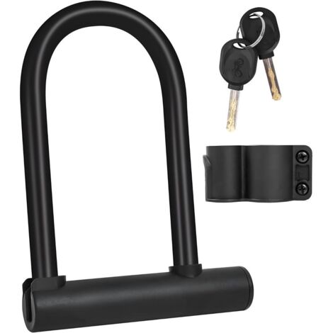 Antivol en U pour vélo en acier, étanche et antirouille, support universel avec 2 clés, pour vélo électrique, moto, vélo de route, VTT, porte de bureau