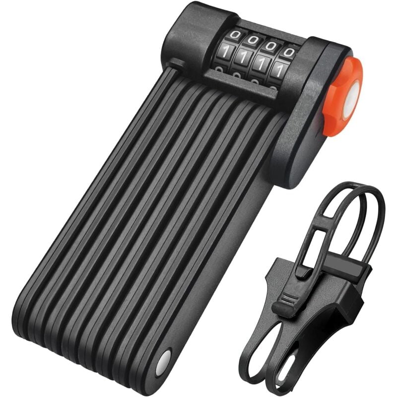 Antivol Pliable Avec Support, Antivol à Combinaison à 4 Chiffres Pour VéLo En Acier Trempé, Longueur 85 Cm