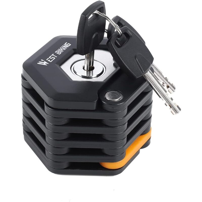 Antivol pliable pour vélo avec support, serrure pour scooter, haute sécurité avec 3 clés, 78 cm de long, antivol pliable pour vélo de route, VTT