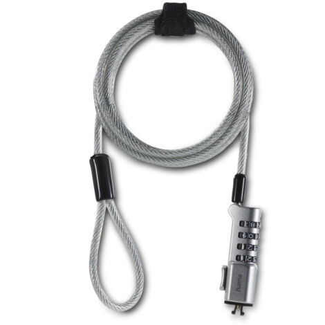ANTIVOL POUR PC PORTABLE ''NANO'', CADENAS À COMBINAISON À 4 CHIFFRES, ACIER HAMA
