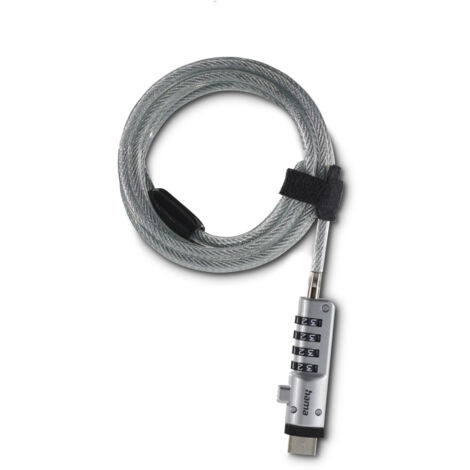 ANTIVOL POUR PC PORTABLE ''USB'', CADENAS À COMBINAISON À 4 CHIFFRES, ACIER C HAMA