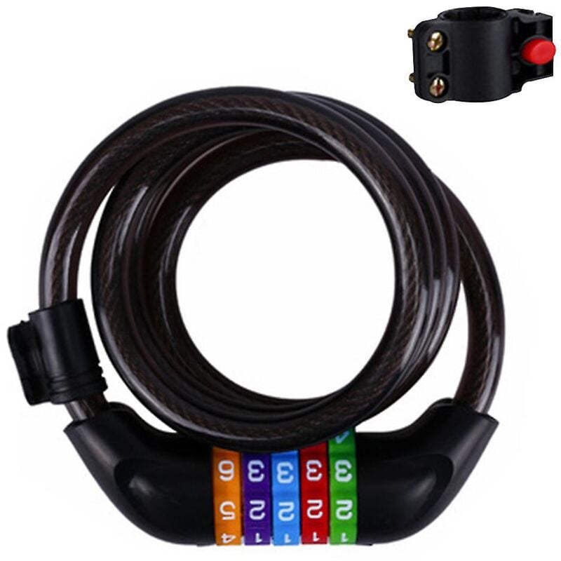 Antivol pour vélo, câble antivol pour vélo avec combinaison de sécurité réinitialisable enroulée de 1,2 m