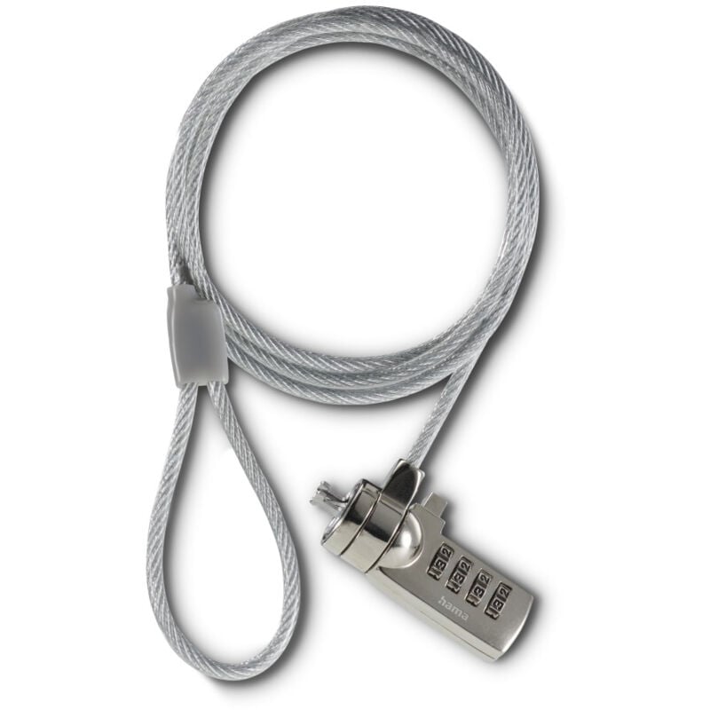 Antivol pr ord. port. ''light'', serr. comb. 4 chiff., acier carb., argt Hama