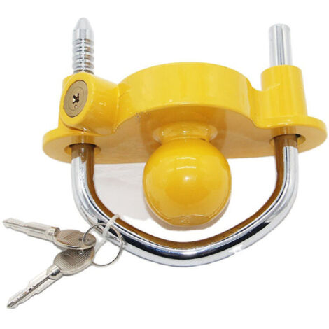 Antivol Remorque Antivol Remorque Attelée Cadenas Remorque Antivol Caravane Universel pour d'Attelage Verrouillage 2 Clés jaune