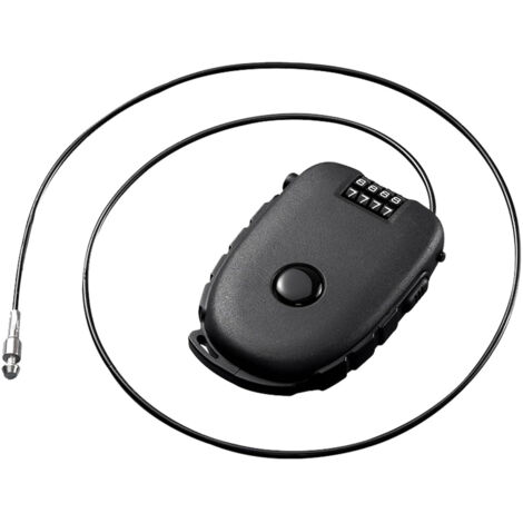 Antivol rétractable code 4 chiffres, câble ABS acier inoxydable, étanche, pour casque moto, vélo, valise, bagage.