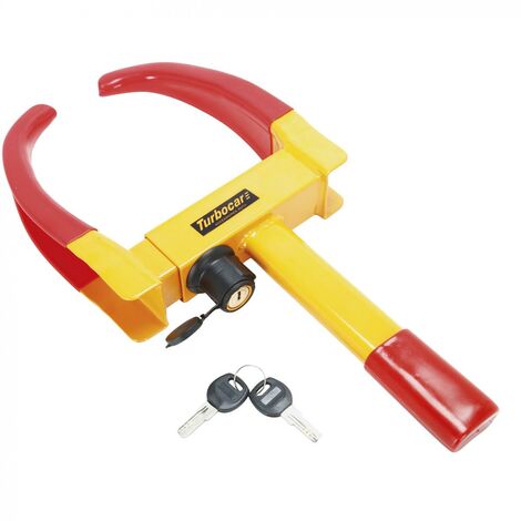 Antivol sabot de roue pour roues jusqu'à 265 mm – Revêtement plastifié – 2 clés de sécurité fournies – Installation rapide – Turbocar