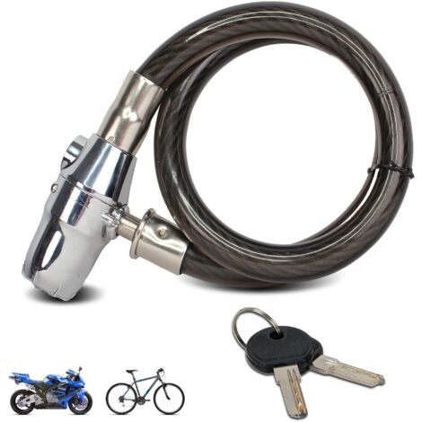 Antivol vélo avec alarme 110 dB – Cadenas en acier et PVC 80 cm – Verrouillage simple ou alarme – Protection renforcée