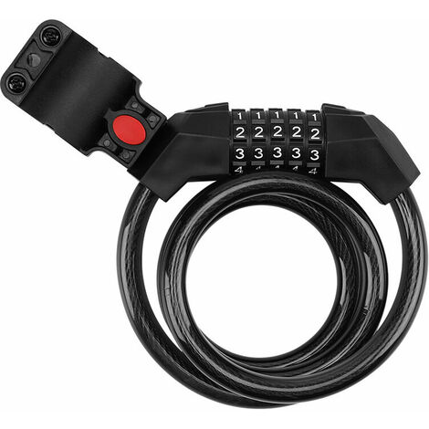 Antivol Velo Cable CâBle SéCurité VéLo Cadenas Velo Electrique 5 Chiffres Code Combinaison Bike Lock Antivol Chaine Moto, Longueur totale 120 cm, 1Pcs，，HANBING