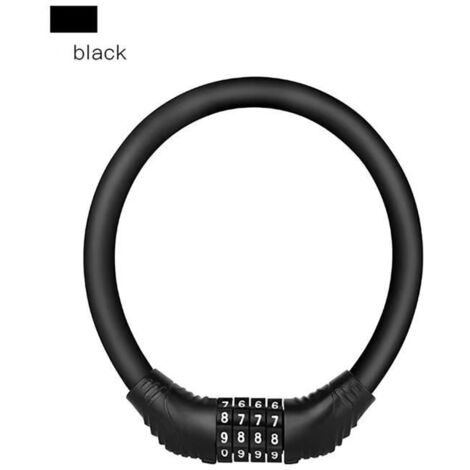 Antivol Velo, Cadenas de velos Cable Antivol pour Vélo Scooter Motos Portail Vélo avec 4 Chiffres Intelligente Code-Noir
