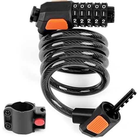 Antivol Velo, Cadenas Velo Antivol Long 120cm x 12mm Cable Antivol avec 5 Chiffres Intelligente Code Vélo Antivol Niveau de