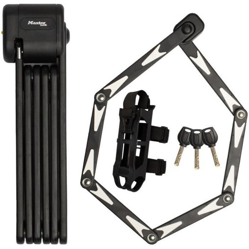 Master Lock - Antivol Vélo Pliable 8333EURDPRO - Acier Trempé, 3 Clés, Certifié, Support Inclus