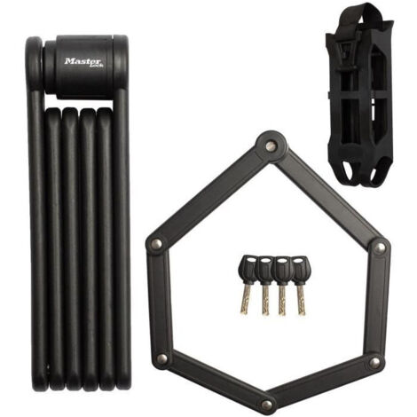 Antivol Vélo Pliable - MASTER LOCK - 8335EURDPRO - Acier Trempé, 4 Clés, Support Inclus