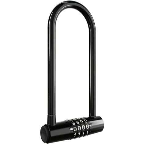 Antivol Vélo U 5 Chiffres 18.5x7.5cm Acier A3 Alliage Sécurité Anti-Vol Support Étanche