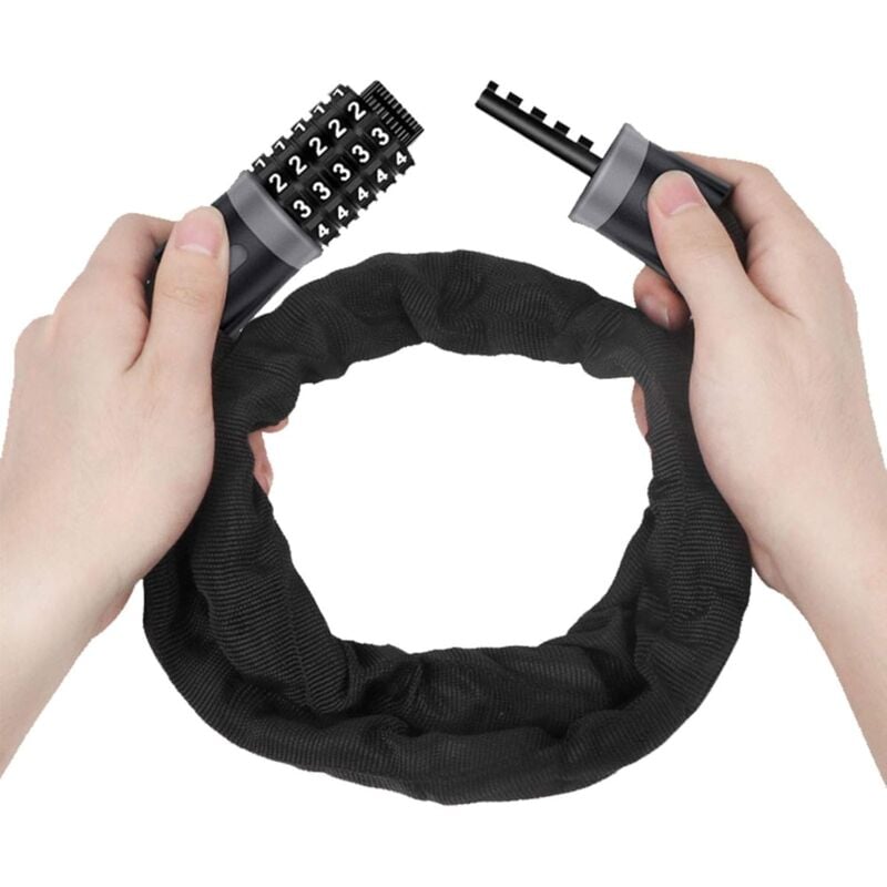 Antivol Velo,chaîne Antivol Vélo à Code, Cadenas à Vélo, chaînes Antivol Moto Serrure à Combinaison de 5 Chiffres pour Bicyclette Moto, Scooter
