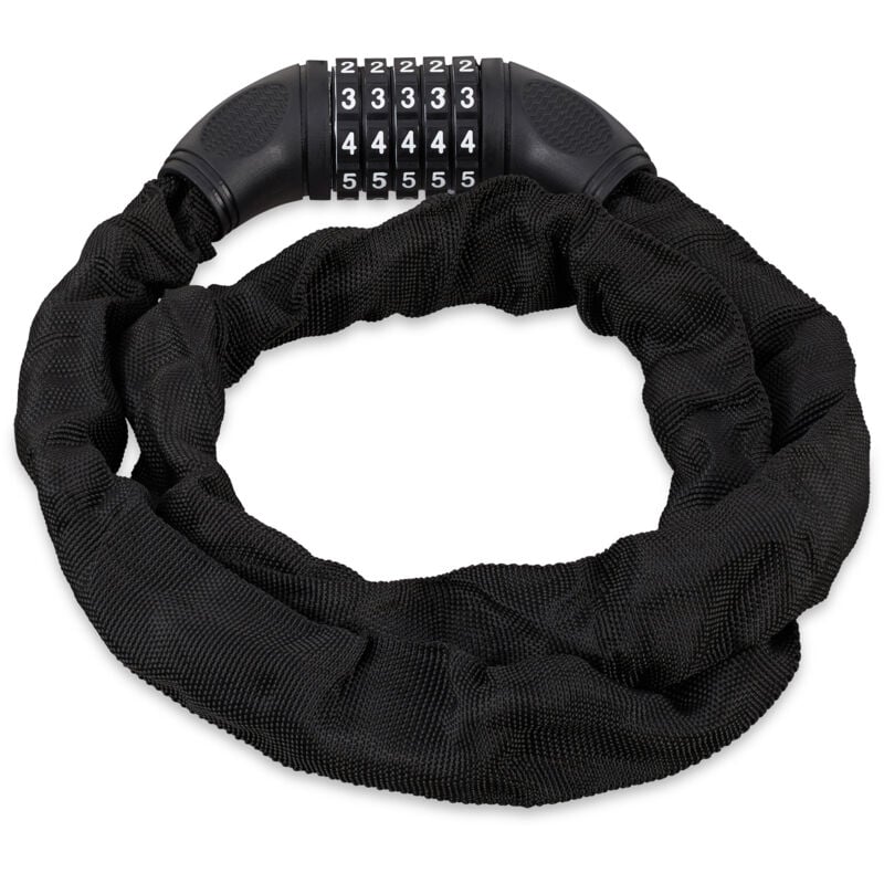 Antivol vélo en lot de 3, Cadenas à code, Chaine anti-vol pour vélo, moto ou poussette, 5 chiffres, acier, 120 cm,noir