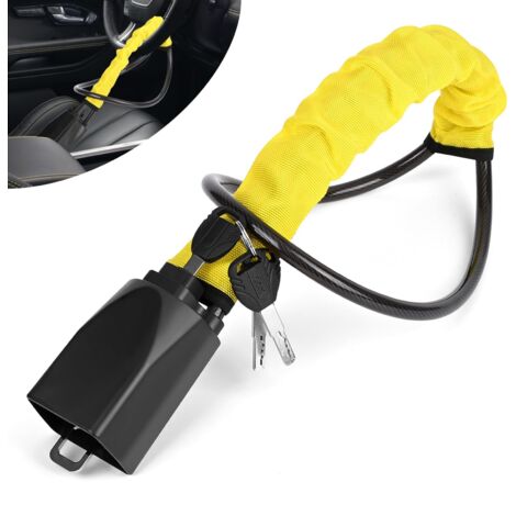 Antivol Voiture Volant Ceinture, Canne Antivol Voitur, Antivol Voiture, Barre Sécurité Véhicule & Haute Visibilité, Robuste, Convient à la plupart des modèles avec trois clés