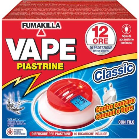 ANTIZANZARE ELETTRICO AD EMANAZIONE 'PIASTRINE' con 10 piastrine da 12 ore ciascuna  - VAPE