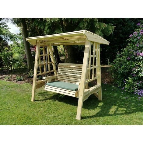 main image of "Antoinette Garden Swing Seat - Seats Two, wooden garden swinging seat hammock"
