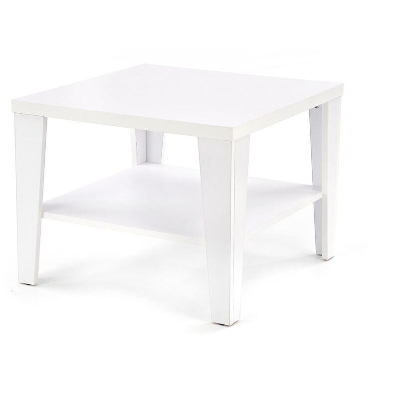 Hucoco - ANTONIA - Table basse carrée style scandinave salon/cabinet - 70x70x54 - Étagère pratique - Table à café - Blanc
