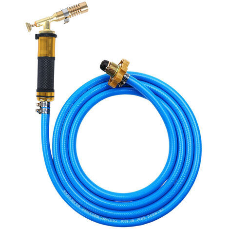 Antorcha de soldadura de gas licuado con manguera de goma de 8.2 pies Llama ajustable 4 Amortiguador de control Cabezal de cobre Antorcha de soldadura de butano para refrigeración Tanque de agua Mante