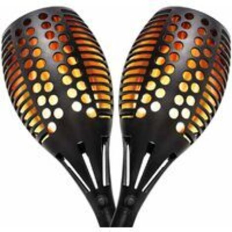 Antorcha solar para exteriores, decoración de jardín, impermeable, 96 LED, lámpara de llama solar con efecto de llama, IP65, resistente al agua (2 unidades)
