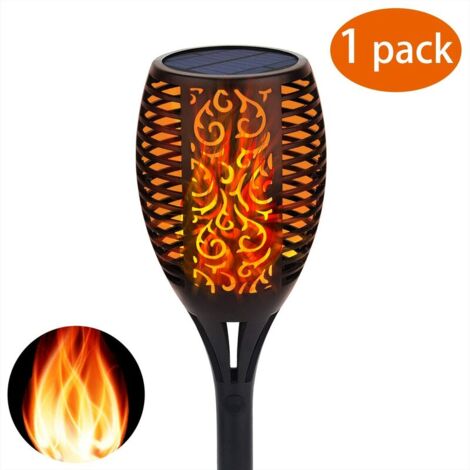 Antorcha solar para jardín, linterna solar con carga USB e iluminación solar impermeable para jardín, luz de jardín con encendido y apagado automático, 1 paquete
