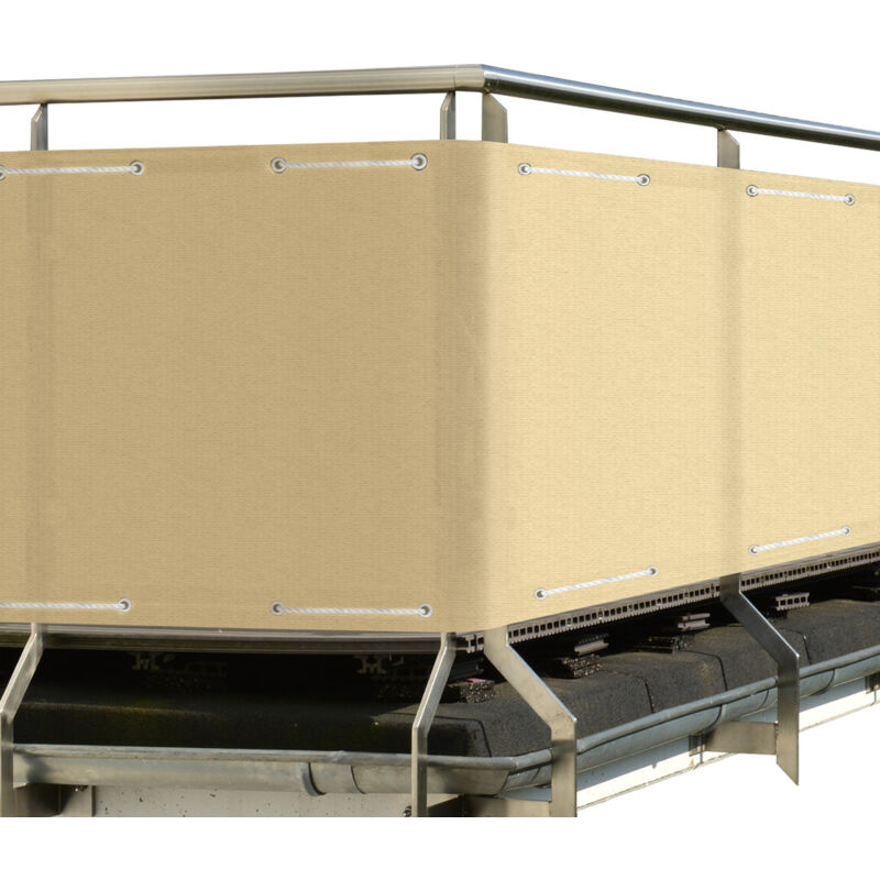 

Protección Visual SolVision HB2 HDPE Pantalla Opaca 300x90 cm balcón privacidad con Ojales Cuerdas Crema - Sol Royal