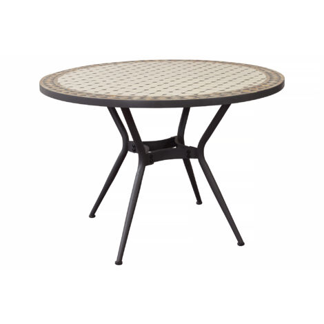 ANXO - tavolo con piano rotondo e mosaico beige e antracite