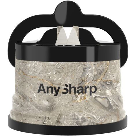 AnySharp Affilacoltelli, Sicurezza Mani Libere, Potente Suzione PowerGrip, Affila Sicuramente Tutti i Coltelli da Cucina, Ideale per Acciaio Temperato e Dentati, Il Migliore del Mondo, Pietra