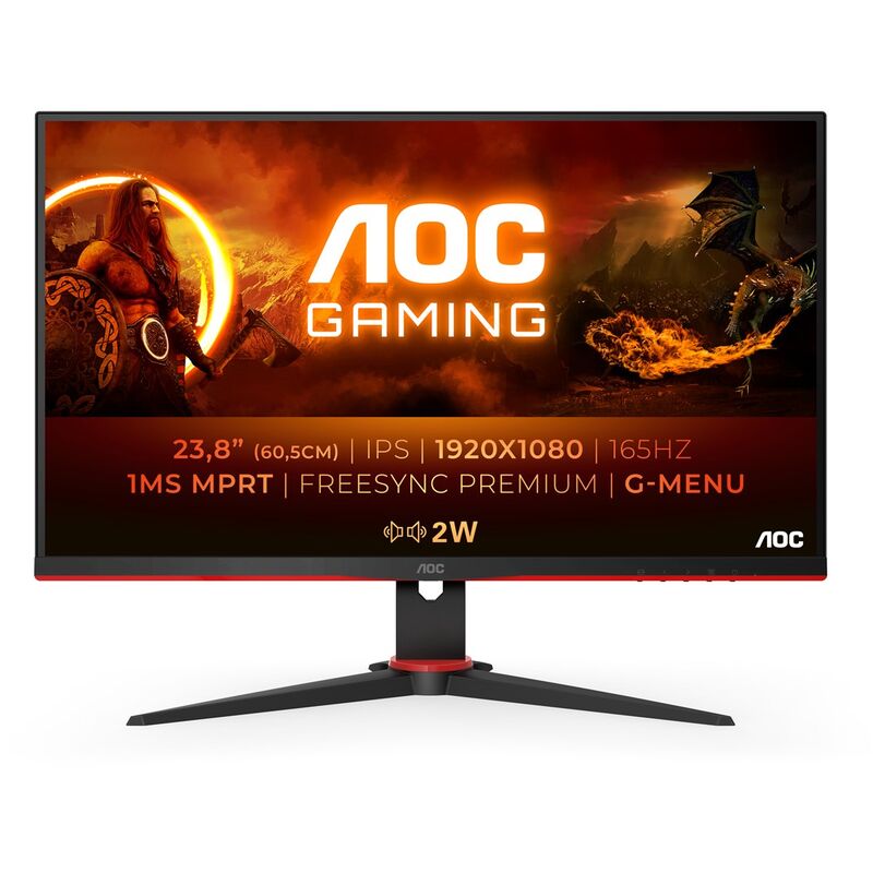 Image of AOC G2 24G2SPAE/BK Display LED 60,5 cm (23.8) 1920 x 1080 Pixel Full HD Nero, Rosso
