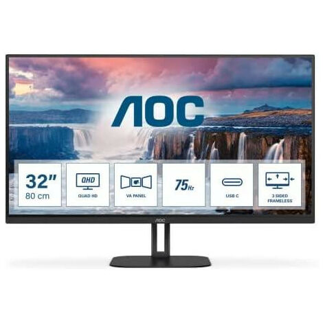 AOC 81,3cm (31,5) 1609 HDMI+DP+USB-C VA,Black - Q32V5CE/BK (Q32V5CE/BK)