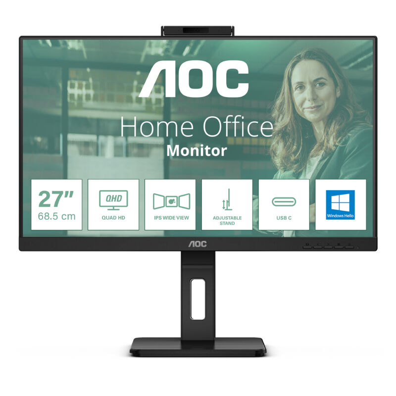 AOC Q27P3QW 68,6cm (27") QHD IPS Office Monitor 16:9 HDMI/DP 75Hz 4ms Webcam