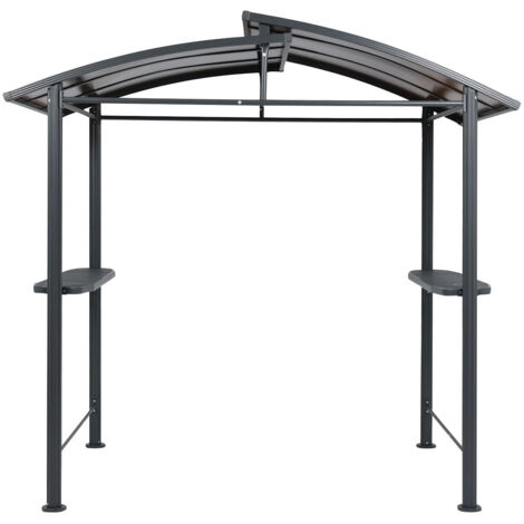 Aoodor 240 x 150cm BBQ Grill Gazebo with 2 Side Shelves for Deck Lawn Backyard