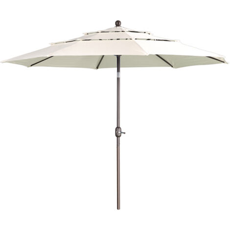 Aoodor 305 cm 3-Layer Patio Umbrella, 3-Tier Outdoor Market Umbrella-beige