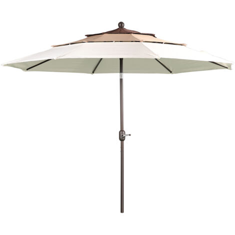 Aoodor 305 cm 3-Layer Patio Umbrella, 3-Tier Outdoor Market Umbrella-Coffee, khaki, beige