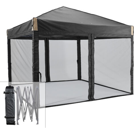 Aoodor 3x3 m Pop Up Canopy Tent with Netting, Water-Resistant 210D Oxford Fabric-black