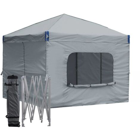 Aoodor 3x3 m Pop Up Canopy Tent with Removable Sidewalls-grey