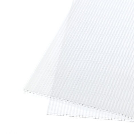 Aoodor 6-Pack Polycarbonat Hohlkammerstegplatten für Gewächshaus, 5mm Stärke Doppelstegplatten, UV-beständige, wasserdichte & transparent Kunststoffplatten 158 x 71 cm