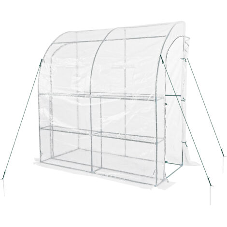 Aoodor Anlehn‑Gewächshaus 213×91×213 cm mit Regalen
Großes Begehbares Gewächshaus mit Wasserdichter PE‑Abdeckung für Garten und Hinterhof, Weiß