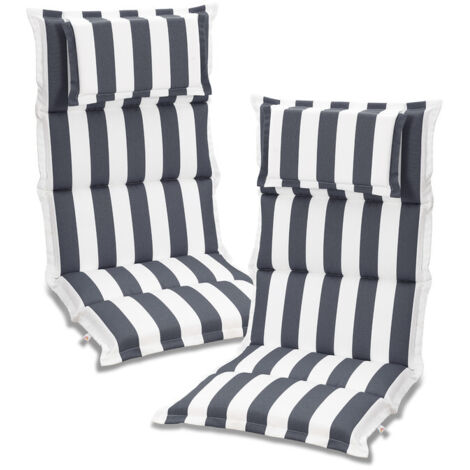 Aoodor Outdoor-Stuhlkissen mit hoher Rückenlehne und Kopfstütze, 2er-Set, geflanschte Sitzkissen für Schaukelstühle, Adirondack- und Essstühle, 120×52×6 cm