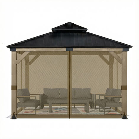 Aoodor Universal Gazebo Mosquito Netting - 3.04x3.04m - brown