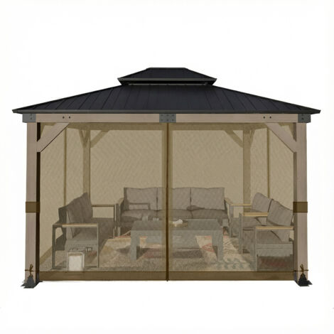 Aoodor Universal Gazebo Mosquito Netting - 3.04x3.96x2.1m - brown