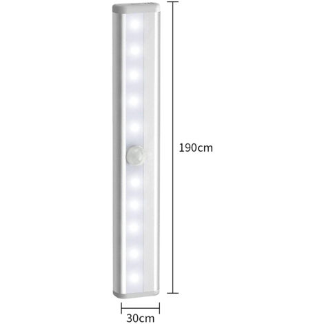 Aoresac 190 mm 10 LED weiße Schrankbeleuchtungsleiste mit Bewegungssensor für Küche/Schrank/Badezimmer