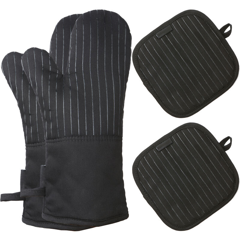 Aoresac Mitaines de Four en Coton et Silicone Gants de Barbecue antidérapants résistants à la Chaleur Gants de Four de Cuisine Maniques 1 Paire de