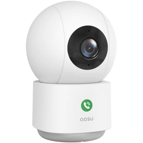 AOSU 2K Camara Vigilancia WiFi Interior 360°, Nocturna HD de 10 m, WiFi 5G/2.4 GHz, Detección Humana AI, Audio Bidireccional, Llamada de un Toque, para Bebé/Mascotas, Compatible con Alexa