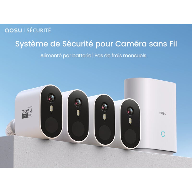 Aosu - 2K Camera Surveillance Wifi Exterieure sans Fil, Camera Exterieur sans Fil 240 Jours,0 Frais Mensuels,32GB Stockage Local,PIR Motion
