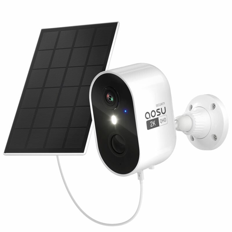 Aosu - 3K Caméra Surveillance WiFi Exterieure sans Fil, 5MP Camera de Surveillance Extérieur avec Panneau Solaire Mobile pour Sécurité à Domicile,