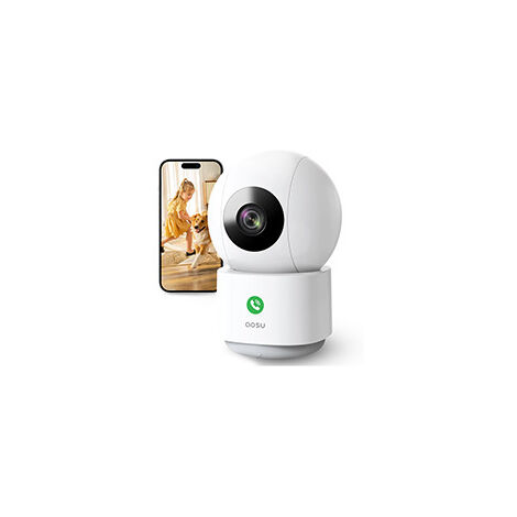 AOSU Telecamera WIFI Interno, 2K Videocamera Sorveglianza Interno, Chiamata One-touch, Rotazione a 360°, Visione Notturna, Tracciamento del Movimento, Audio Bi-direzionale, 5G/2.4GHz Wi-Fi